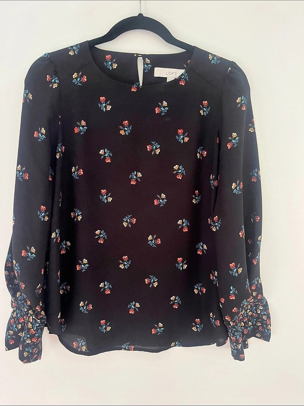 LOFT Floral Blouse in Black Like New